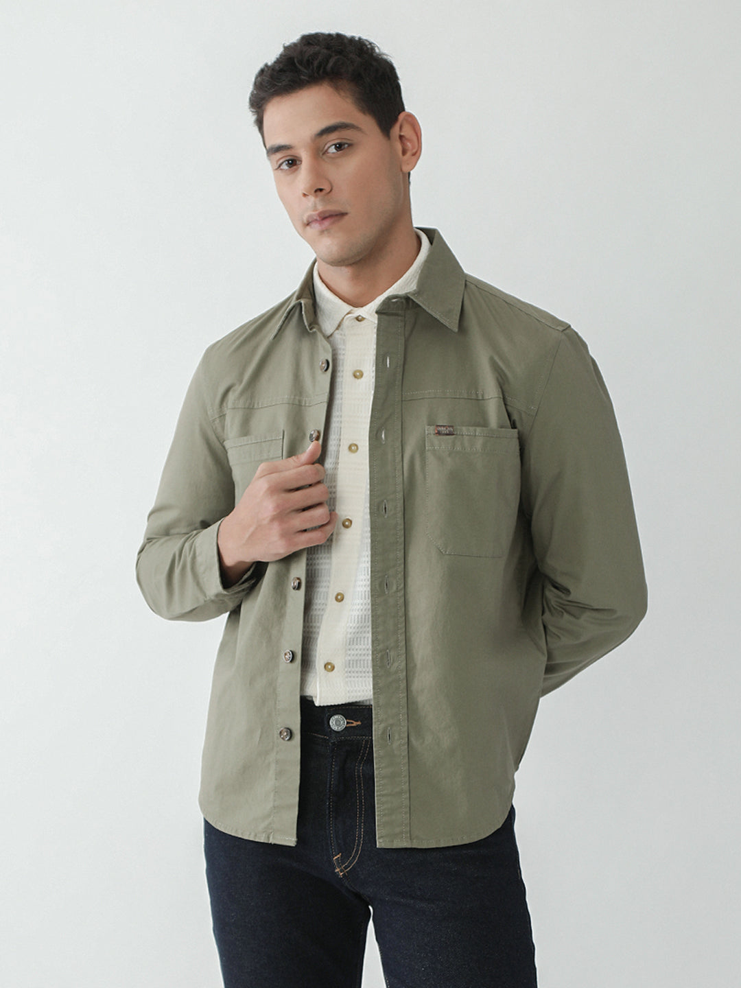 Rugged Olive Cotton Shacket