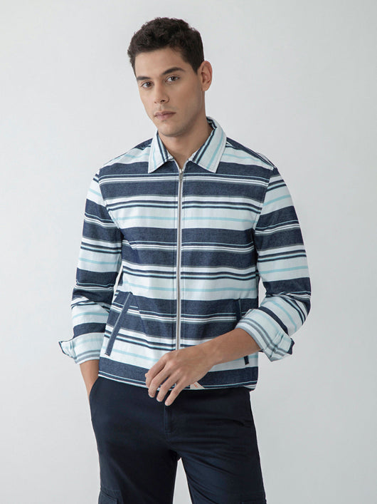 Blue Stripes Zipper Jacket