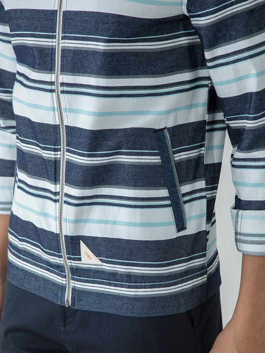 Blue Stripes Zipper Jacket