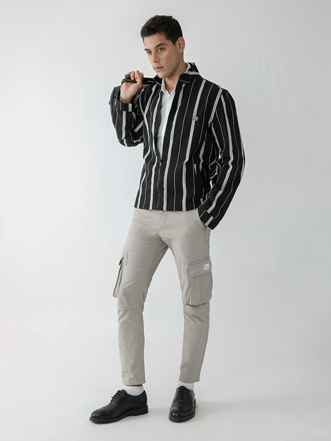 Black Stripes Zipper Jacket