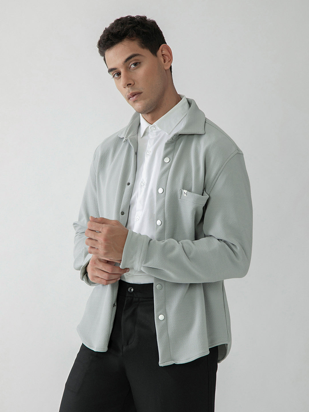 Grey Plain Shacket