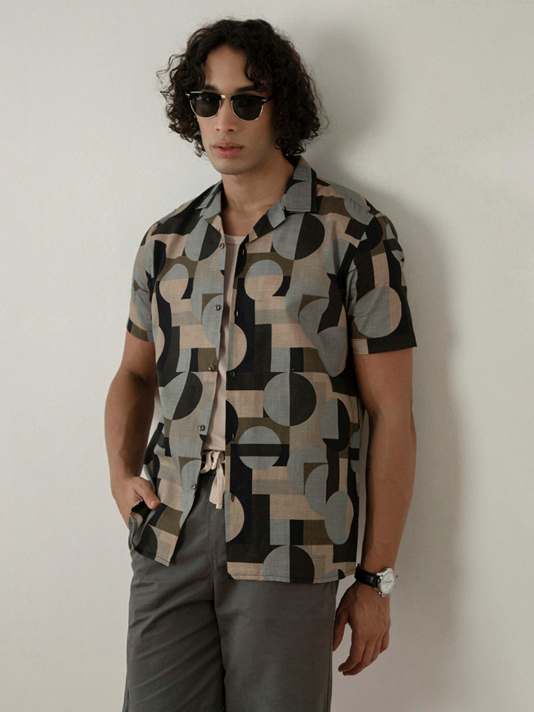 Olive Camp Collar Resort Shirt