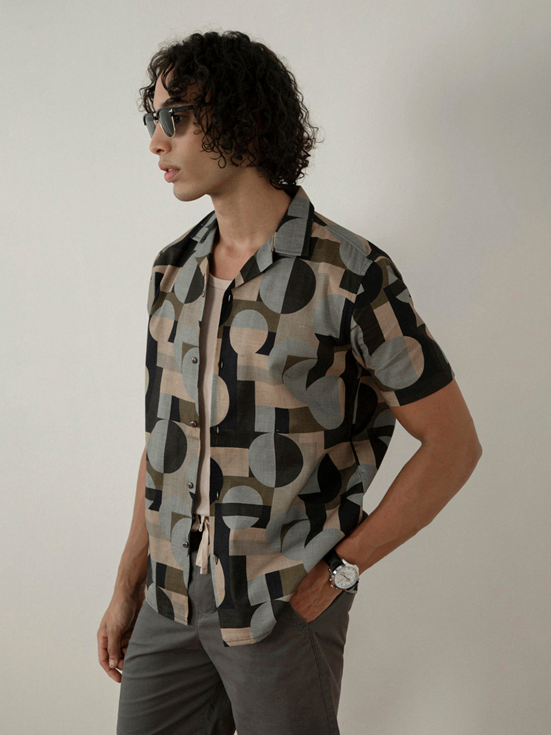 Olive Camp Collar Resort Shirt