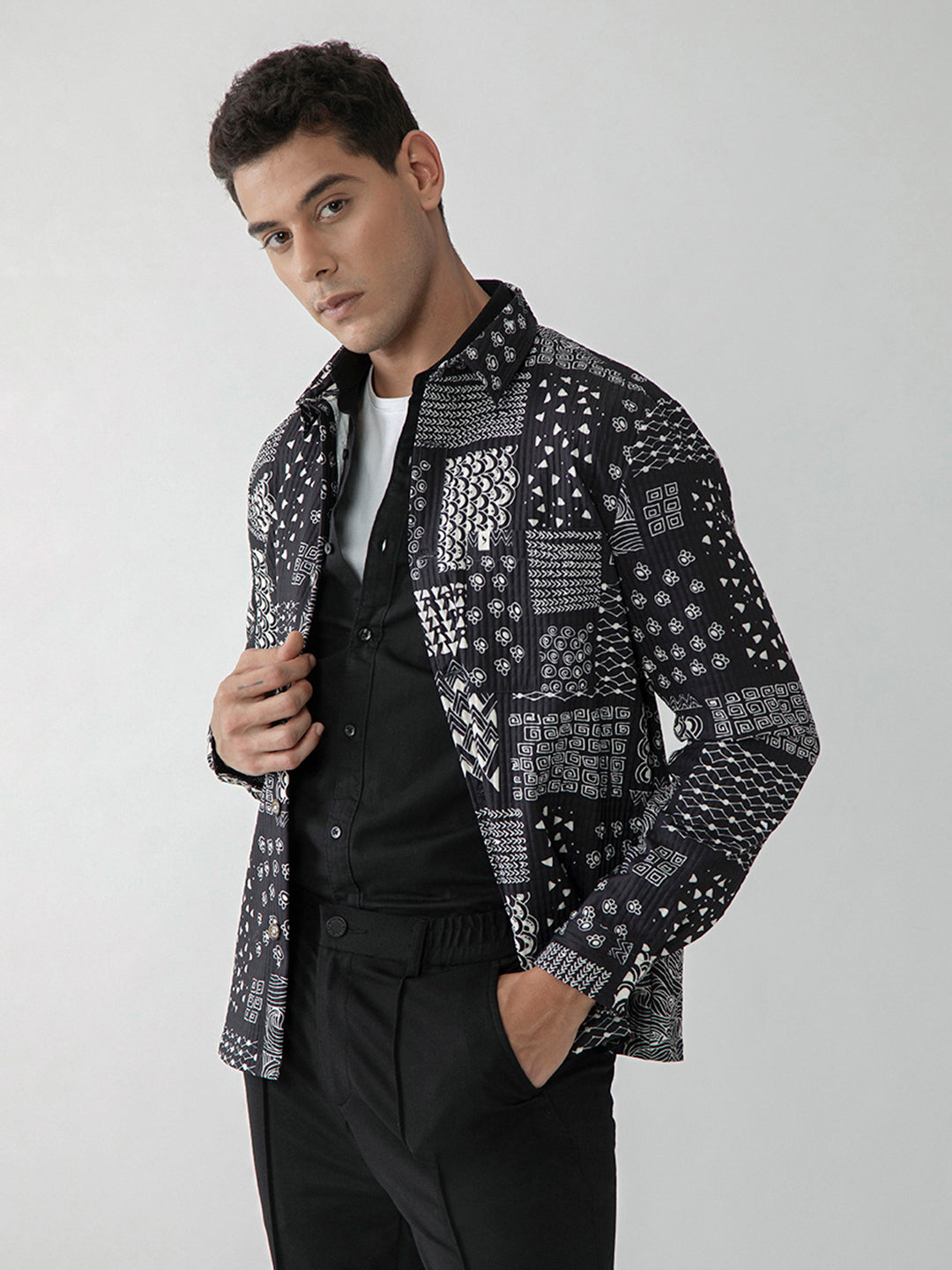 Black Print Overshirt