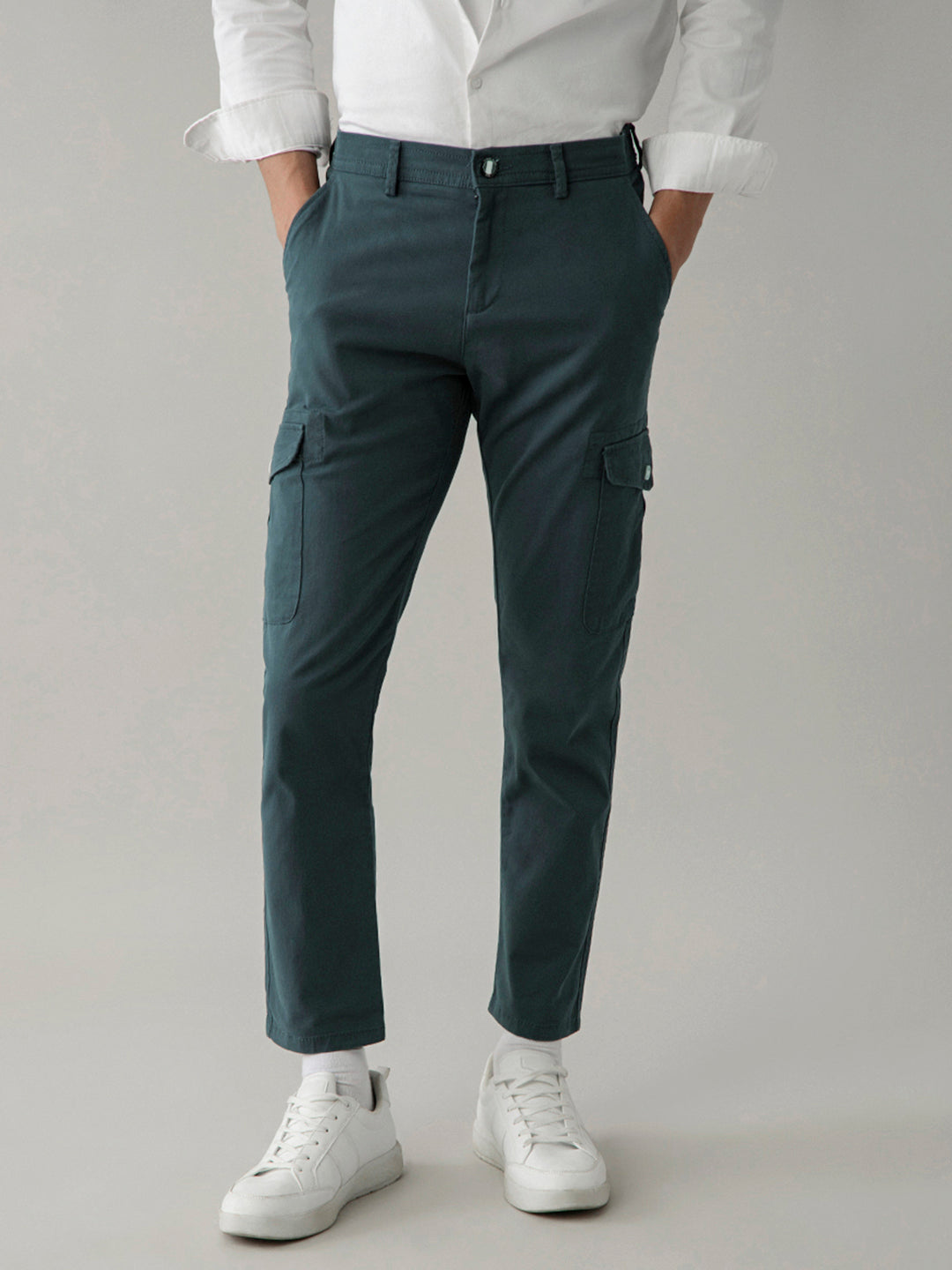 Navy Plain Cargo Pants