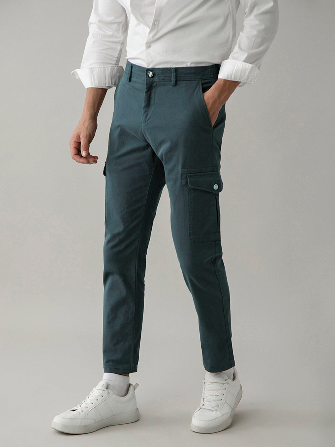 Navy Plain Cargo Pants