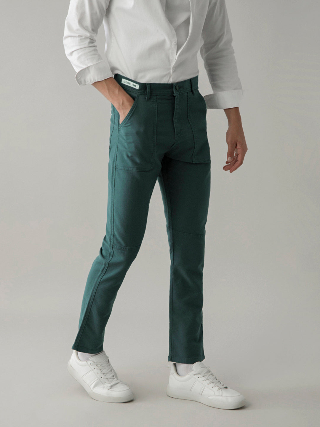 Teal Plain Cargo Pant