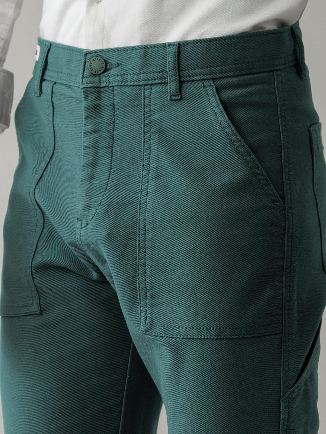 Teal Plain Cargo Pant