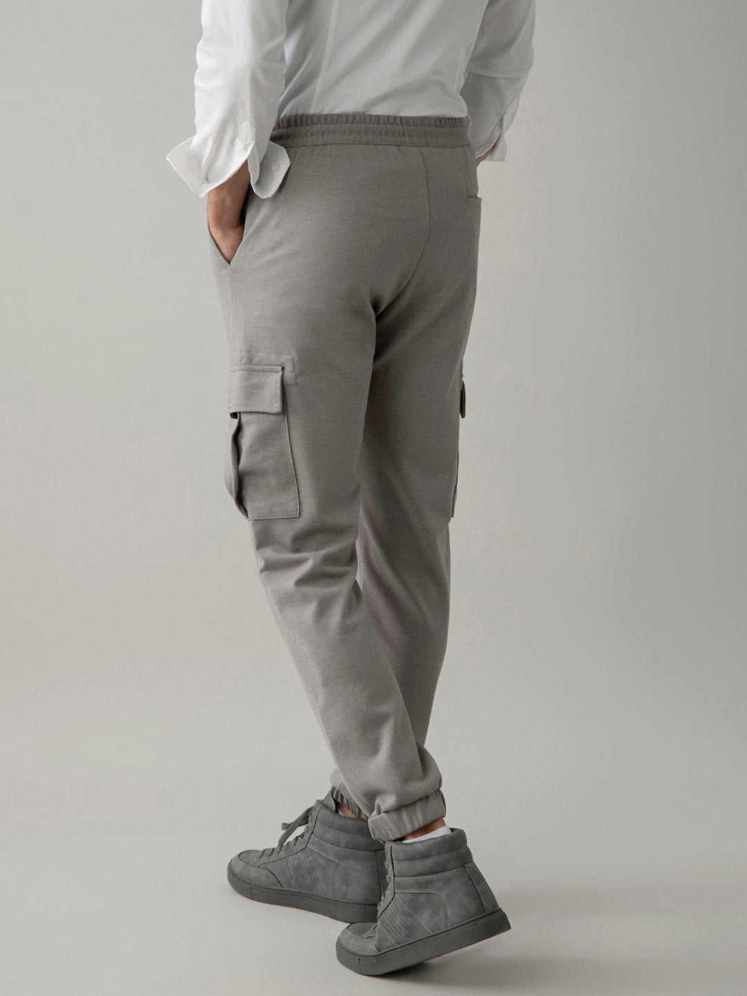 Grey Cotton Cargo Pants