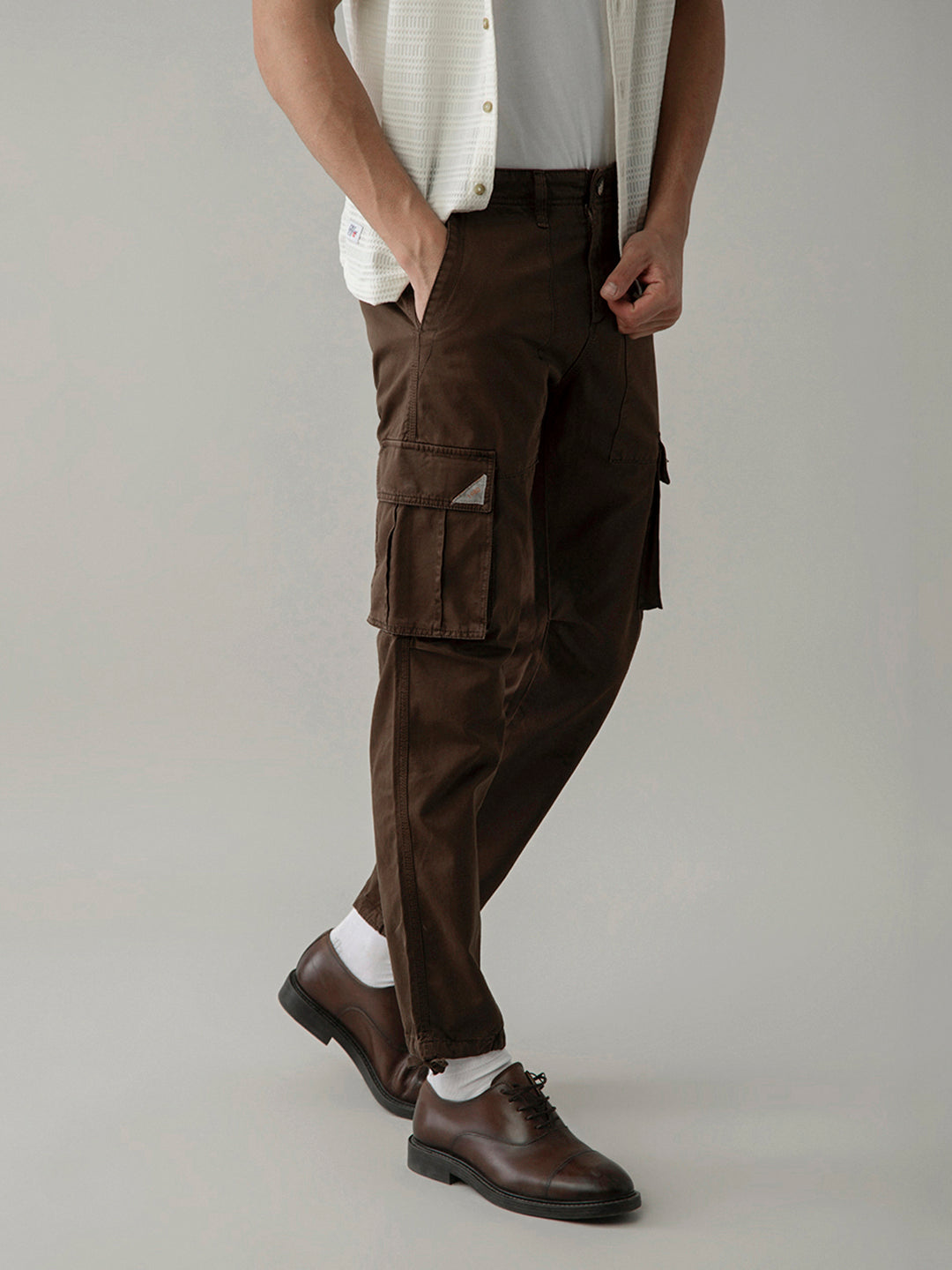 Brown Cotton Blend Cargo