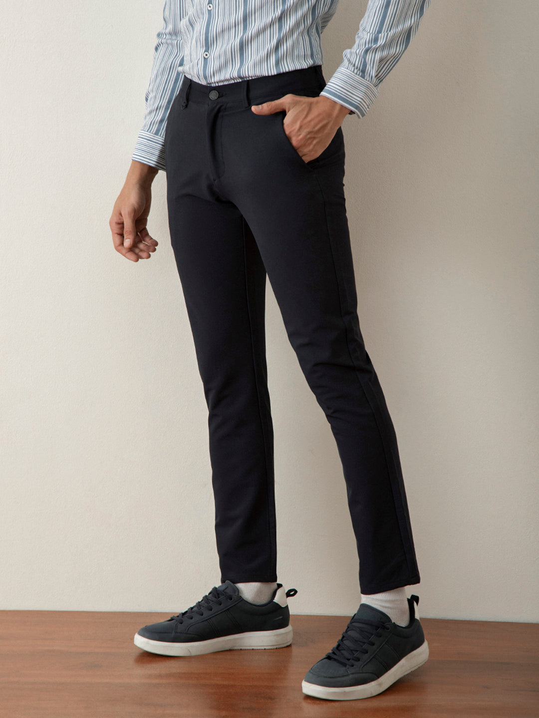 Navy Plain Smart Trouser