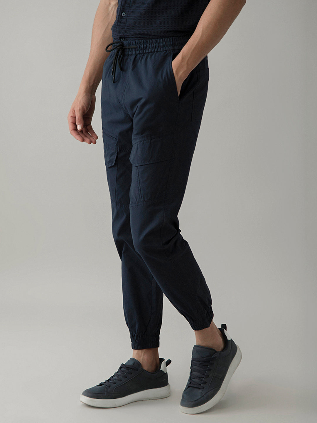 Navy Blue Cotton Lycra Pant