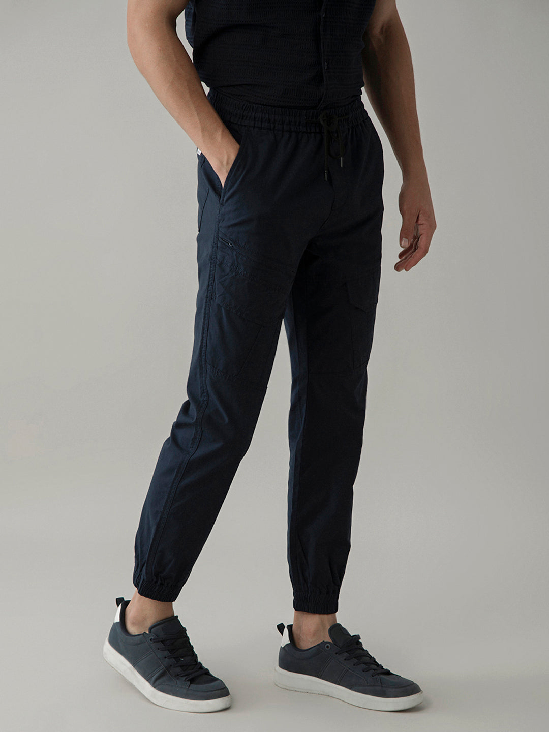 Navy Blue Cotton Lycra Pant