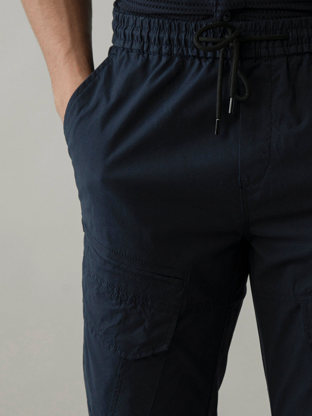 Navy Blue Cotton Lycra Pant