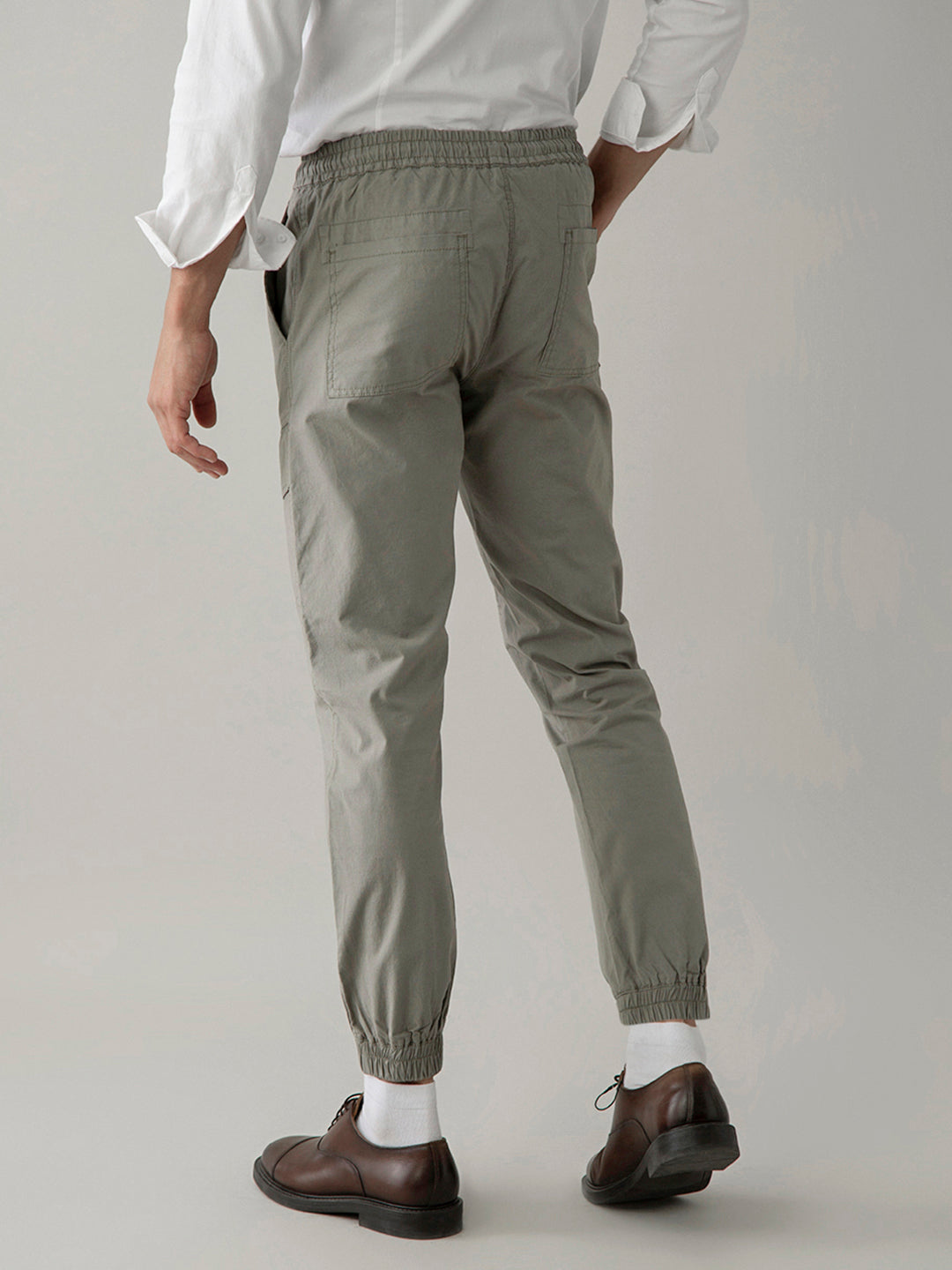 Brown Cotton Lycra Pant