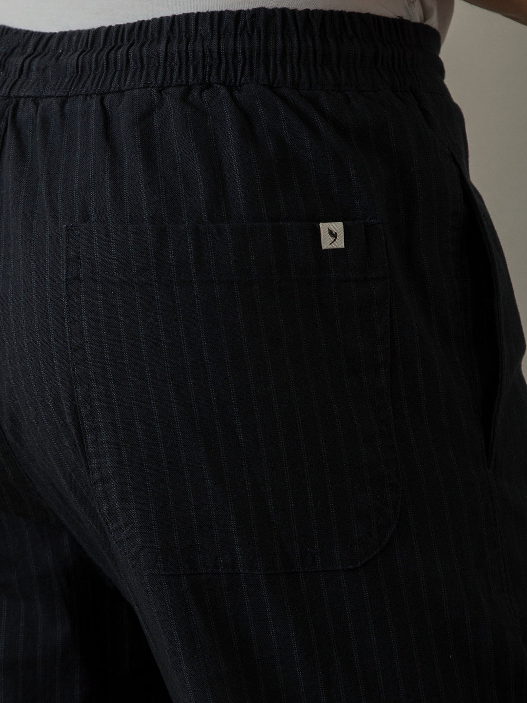 Navy Blue Stripes Loose Pants