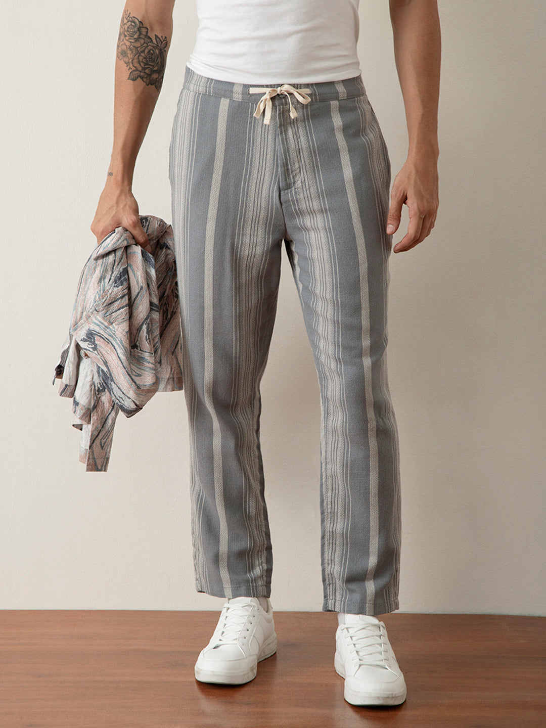 Grey Stripes Pants