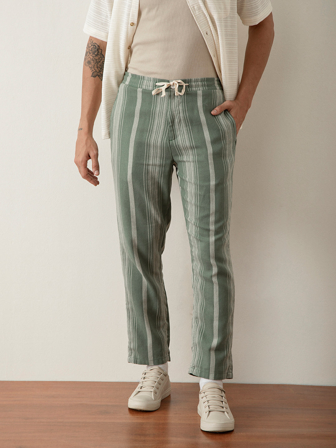 Green Stripes Pants