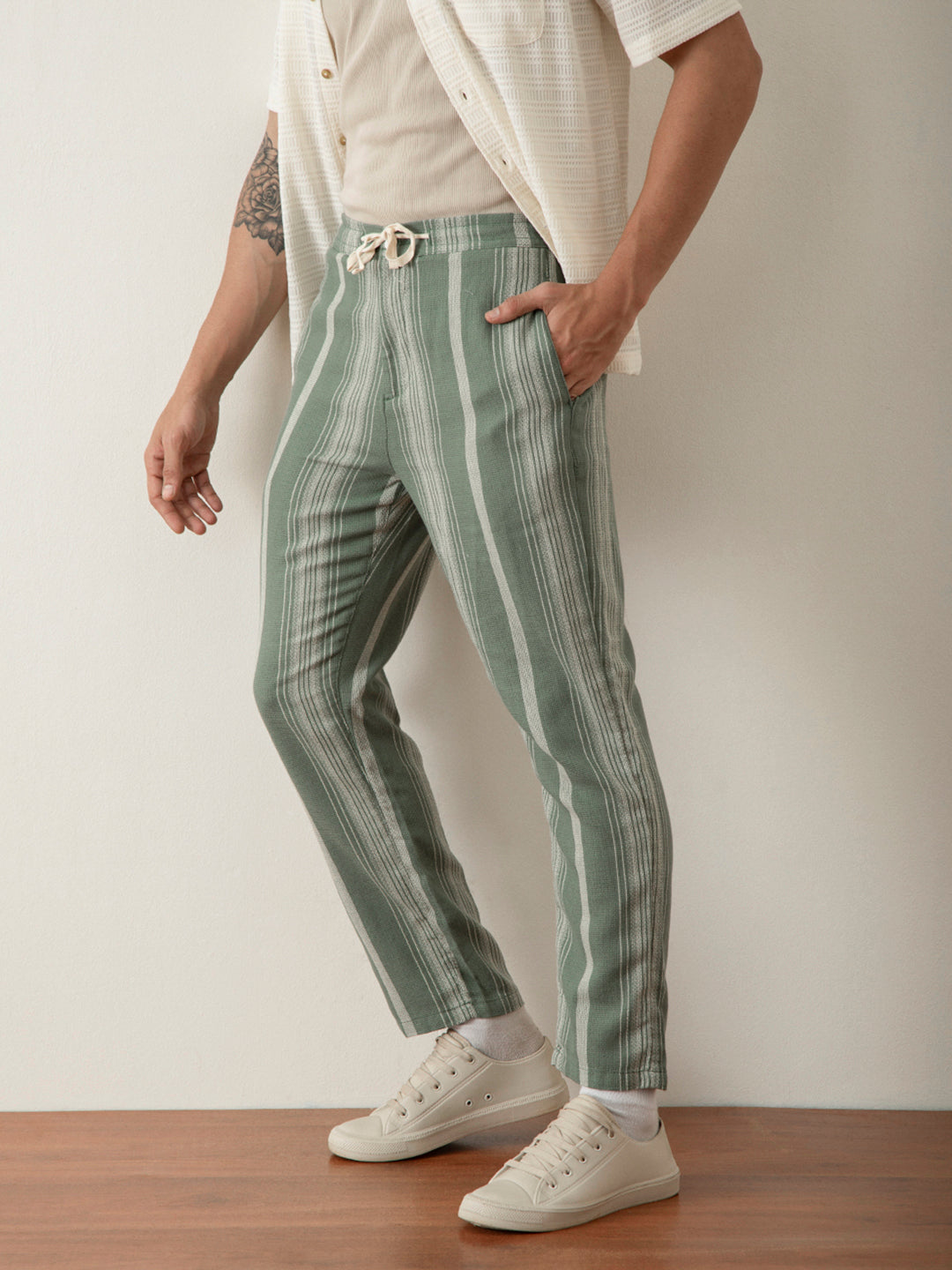 Green Stripes Pants